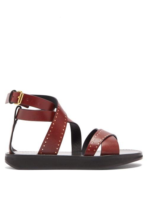 Matchesfashion.com Isabel Marant - Nasha Studded Leather Sandals - Womens - Burgundy