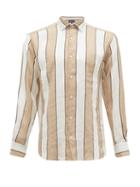 Matchesfashion.com Frescobol Carioca - Striped Linen Shirt - Mens - Beige White