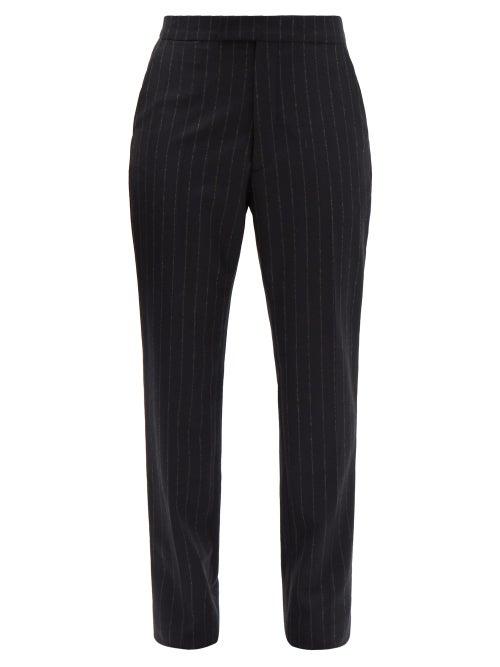 Matchesfashion.com Raf Simons - Pinstriped Wool Slim-leg Trousers - Womens - Black Grey