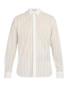 Matchesfashion.com Saint Laurent - Striped Cotton Voile Shirt - Mens - Cream
