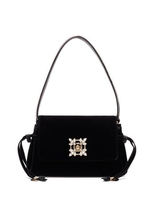 Matchesfashion.com Roger Vivier - Miss Vivier Crystal-embellished Velvet Bag - Womens - Black
