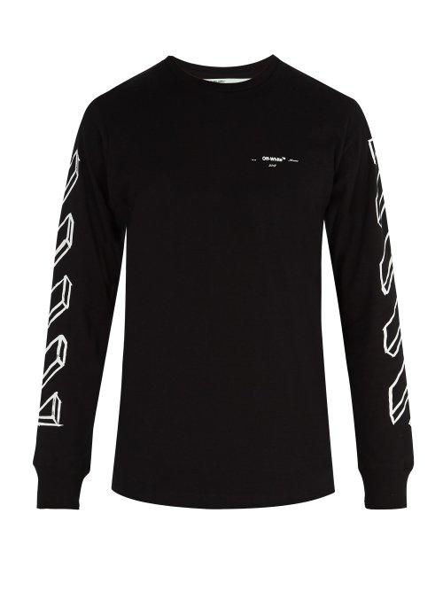 Matchesfashion.com Off-white - Diag Print Cotton T Shirt - Mens - Black