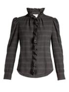 Matchesfashion.com Isabel Marant Toile - Dules Ruffled Cotton Twill Shirt - Womens - Grey