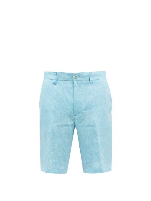 120 Lino 120% Lino - Straight-leg Linen Shorts - Mens - Light Blue