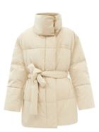 Acne Studios - Logo-print Belted Down Jacket - Womens - Cream