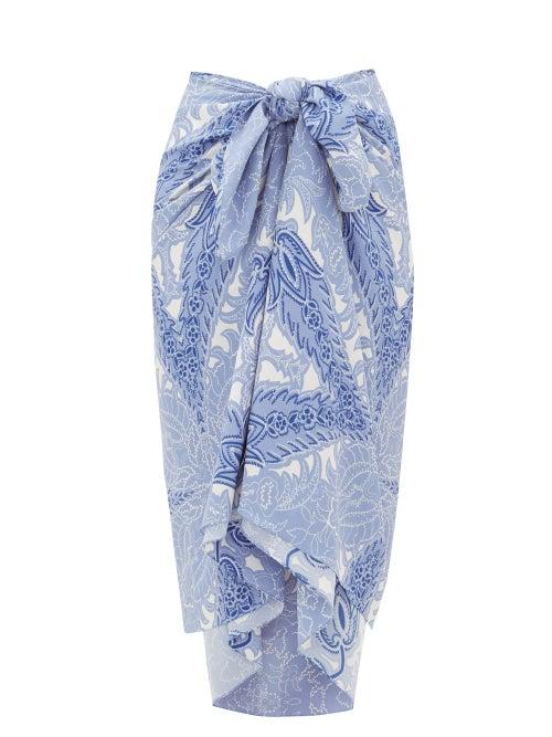 Matchesfashion.com Etro - Paisley-print Crepe Sarong - Womens - Blue Print