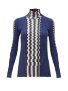 Matchesfashion.com Loewe - Graphic Woven Knit Cotton Sweater - Womens - Blue Multi