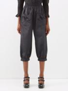 Batsheva - Cropped Bow-pocket Moire Trousers - Womens - Black