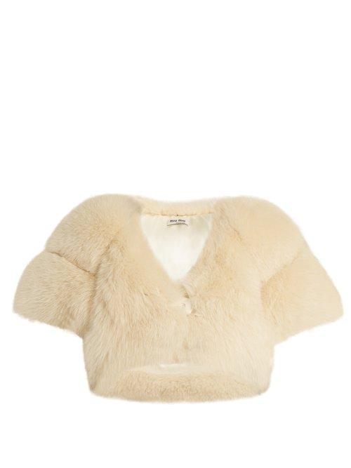 Matchesfashion.com Miu Miu - Cropped Fox Fur Coat - Womens - Cream