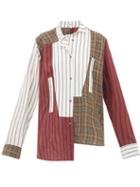 Matchesfashion.com Loewe - Asymmetric Patchwork Poplin Shirt - Womens - Brown Multi