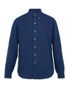Matchesfashion.com Polo Ralph Lauren - Button Down Slubbed Linen Poplin Shirt - Mens - Navy