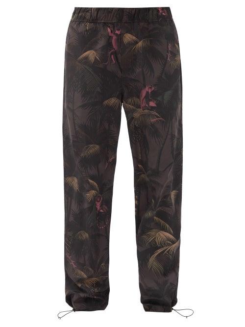 Matchesfashion.com Palm Angels - Jungle-print Jersey Track Pants - Mens - Green Multi