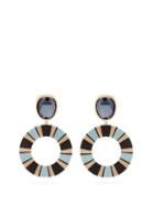 Matchesfashion.com Maryjane Claverol - Capri Crystal And Striped Hoop Earrings - Womens - Blue Multi