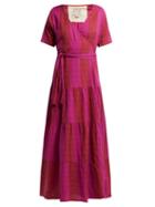 Matchesfashion.com Ace & Jig - Ellis Colour Block Tiered Cotton Dress - Womens - Pink