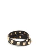 Matchesfashion.com Valentino Garavani - Rockstud Leather Wrap Bracelet - Womens - Black