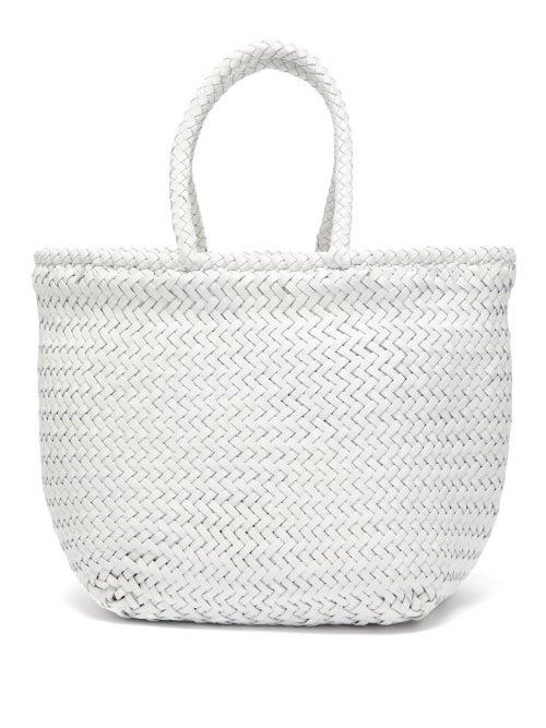 Dragon Diffusion - Grace Double Jump Small Woven-leather Tote Bag - Womens - White