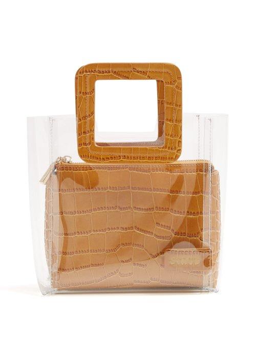 Matchesfashion.com Staud - Mini Shirley Pvc And Leather Tote Bag - Womens - Tan