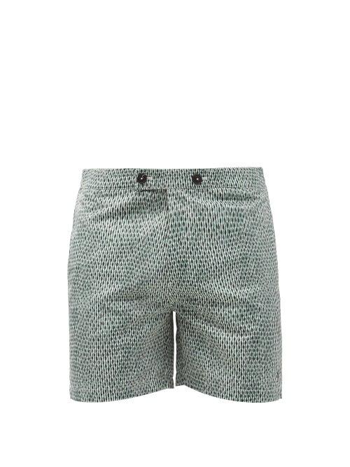 Matchesfashion.com Apnee - Enzo Buttoned Upcycled-shell Swim Shorts - Mens - Green Multi