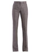 Gucci Mid-rise Flared Linen-blend Jacquard Trousers