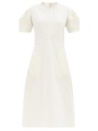 Jil Sander - Curved-panel Twill Midi Dress - Womens - Cream