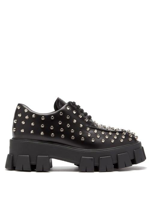 Matchesfashion.com Prada - Studded Leather Derby Shoes - Womens - Black