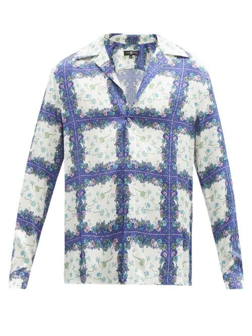 Matchesfashion.com Edward Crutchley - Floral-check Silk Shirt - Mens - White Multi