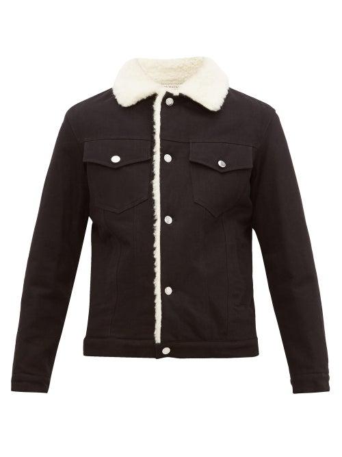 Matchesfashion.com Maison Kitsun - Faux Shearling Lined Denim Jacket - Mens - Black