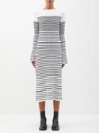 Proenza Schouler - Striped Ribbed-boucl Sweater Dress - Womens - Black White