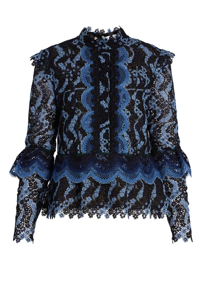 Erdem Steffi Scallop-edged Guipure-lace Blouse