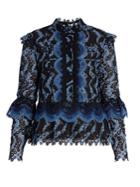 Erdem Steffi Scallop-edged Guipure-lace Blouse