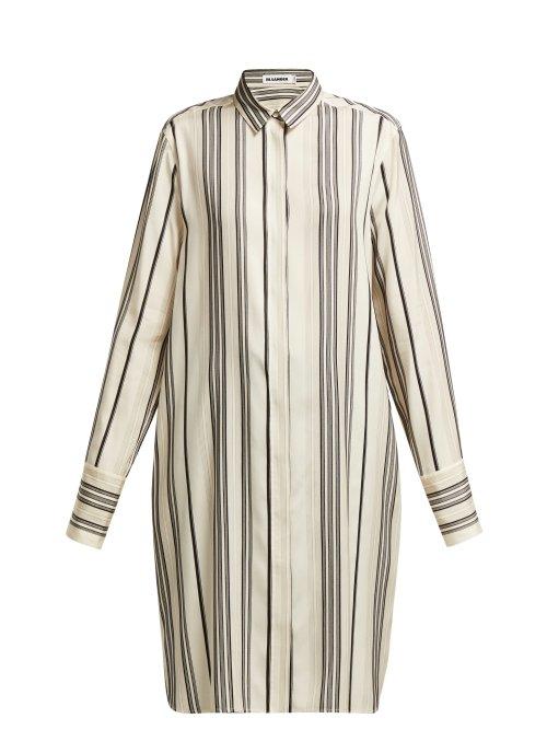 Matchesfashion.com Jil Sander - Ginepro Long Silk Shirt - Womens - Black White