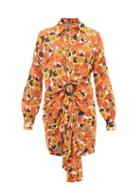 Matchesfashion.com Dodo Bar Or - Lora Gathered Floral-print Cotton-voile Mini Dress - Womens - Brown Print
