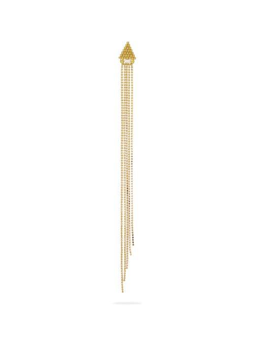 Matchesfashion.com Gucci - Crystal Embellished Tasselled Single Drop Earring - Womens - Gold