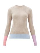 Matchesfashion.com Jw Anderson - Colour-block Merino-wool Sweater - Womens - Beige Multi