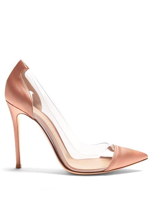Matchesfashion.com Gianvito Rossi - Plexi 105 Satin Pumps - Womens - Nude