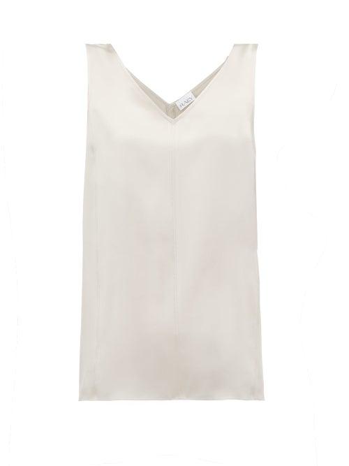 Matchesfashion.com Raey - High V Neck Silk Cami Top - Womens - Grey