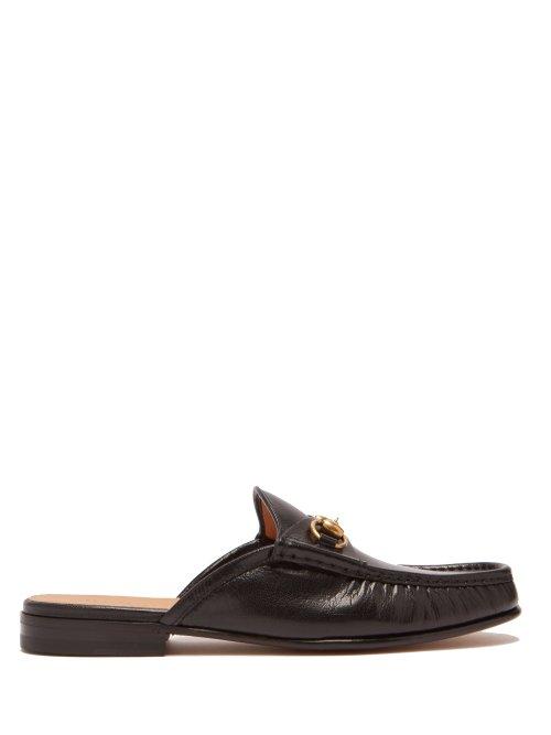 Matchesfashion.com Gucci - Roos Leather Backless Loafers - Mens - Black