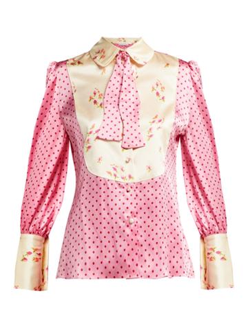 Edeltrud Hofmann Jolly Polka-dot And Floral-print Silk Blouse