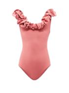 Maygel Coronel - Mia Ruffled Scoop-neck Swimsuit - Womens - Pink Red