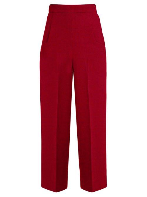 Matchesfashion.com Roland Mouret - Ward High Rise Wool Crepe Cropped Trousers - Womens - Dark Red