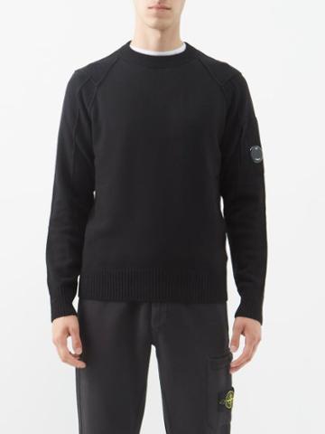 C.p. Company - Goggle-lens Panelled Wool-blend Sweater - Mens - Black