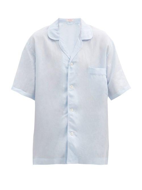 Matchesfashion.com Emma Willis - Short-sleeved Linen Shirt - Mens - Light Blue