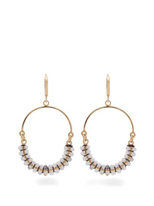 Matchesfashion.com Isabel Marant - Tropical Beaded Hoop Drop Earrings - Womens - White