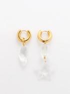 Timeless Pearly - Mismatched Drop Crystal Hoop Earrings - Womens - Clear Multi