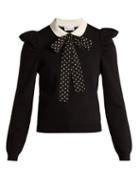 Matchesfashion.com Redvalentino - Polka Dot Tie Knitted Top - Womens - Black