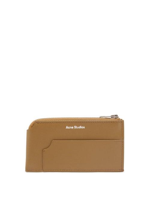 Acne Studios - Logo-stamped Leather Zipped Cardholder - Mens - Brown