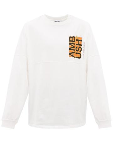 Matchesfashion.com Ambush - Logo-print Cotton Long-sleeved T-shirt - Mens - White