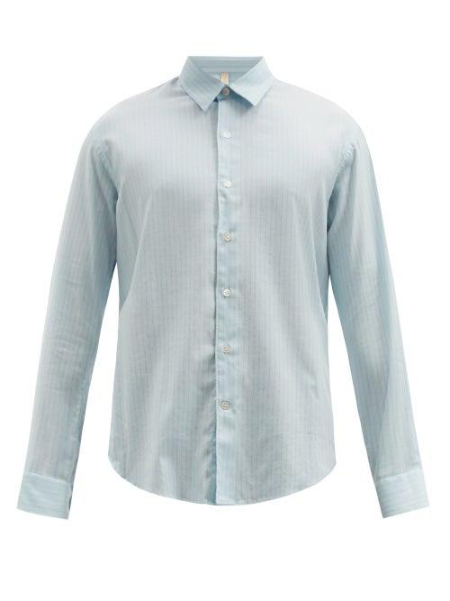 Matchesfashion.com Sunflower - Dan Striped Crepe Shirt - Mens - Blue