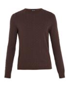 Matchesfashion.com Giorgio Armani - Geometric Intarsia Crew Neck Sweater - Mens - Brown