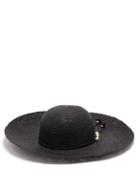 Matchesfashion.com Sensi Studio - Hippie Lady Ibiza Shell Embellished Straw Hat - Womens - Black